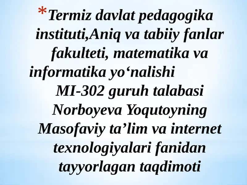 O'zbekistonda masofaviy ta'limning shakllanishi va rivojlanish istiqbollari 1