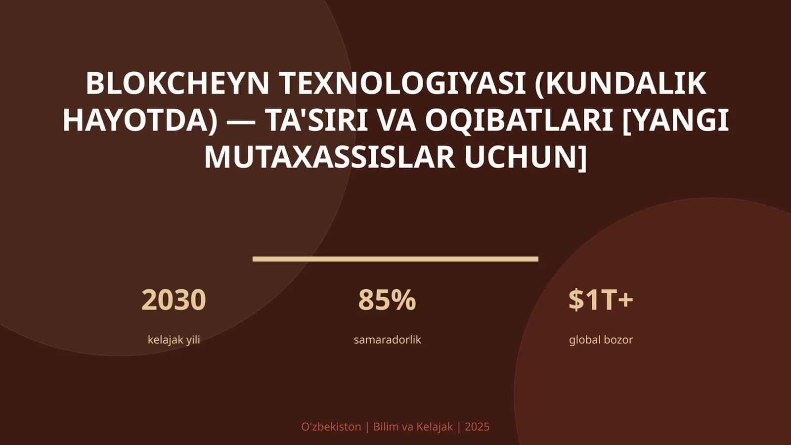 Blokcheyn texnologiyasi (kundalik hayotda) — ta'siri va oqibatlari [yangi mutaxassislar uchun] 1