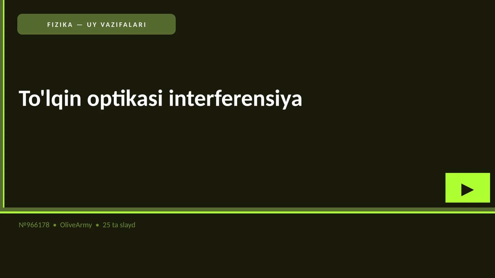 FIZIKA — UY VAZIFALARI 1