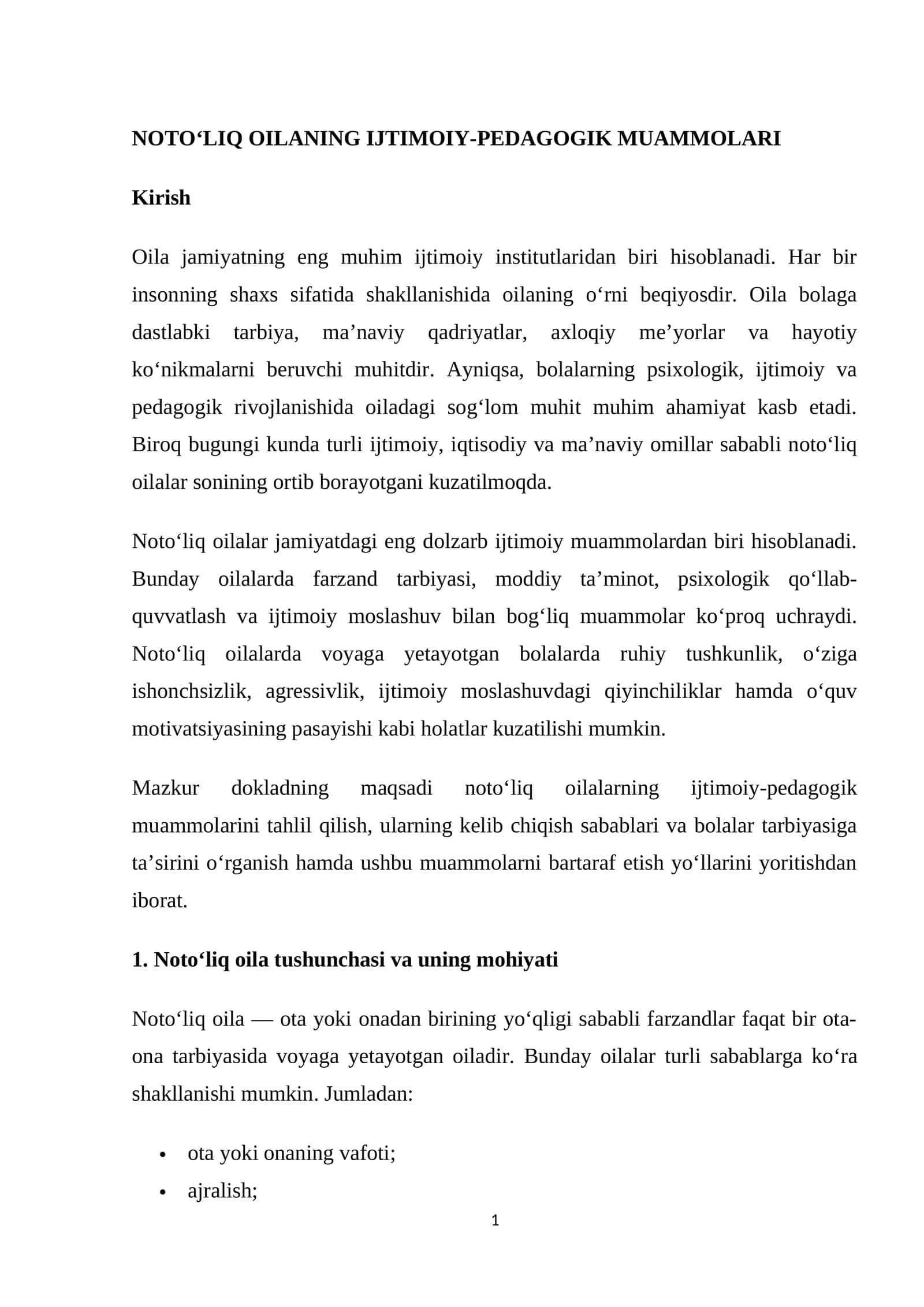 NOTO‘LIQ OILANING IJTIMOIY-PEDAGOGIK MUAMMOLARI 1