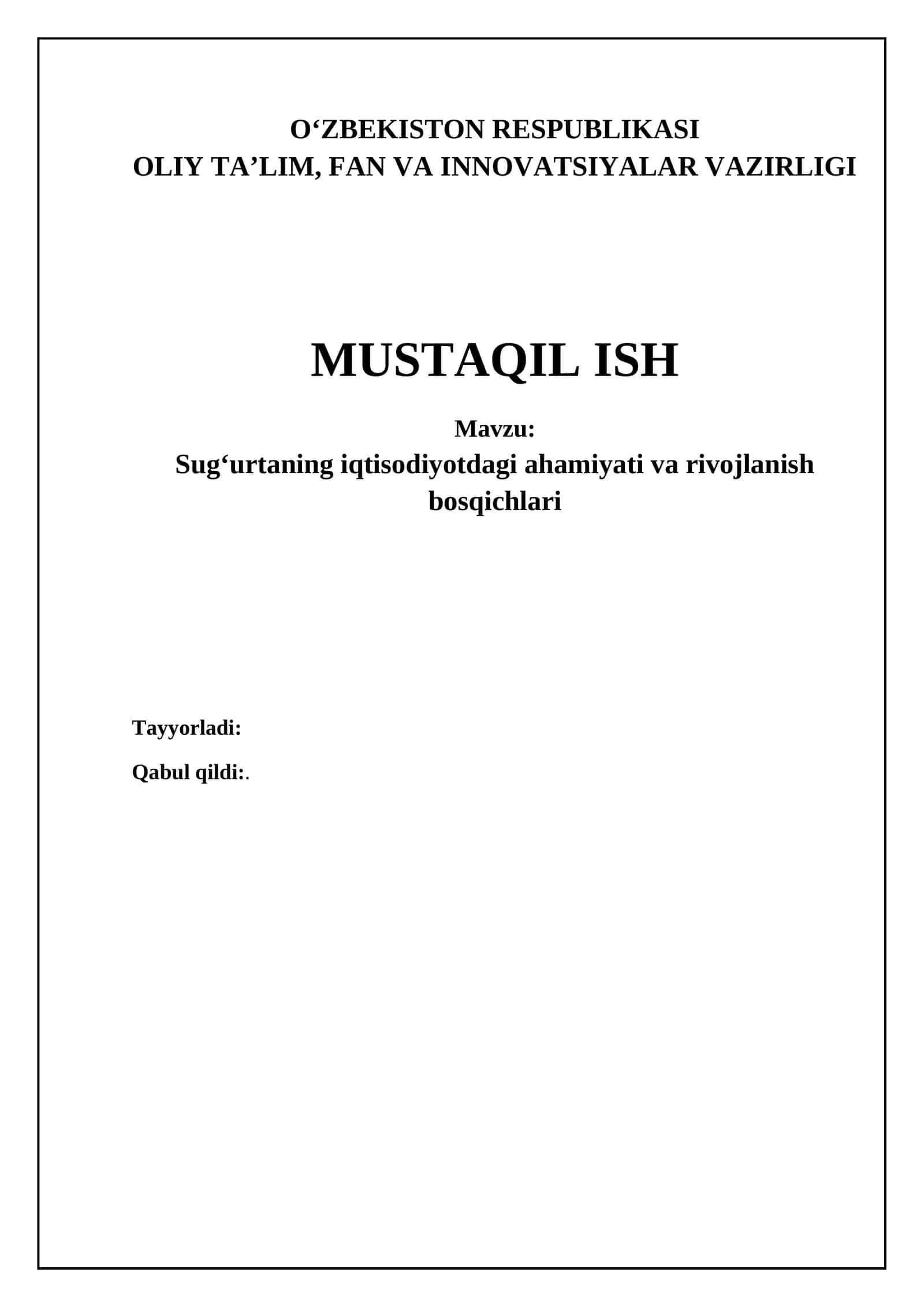 Sug'urtaning iqtisodiy roli va rivojlanish bosqichlari 1