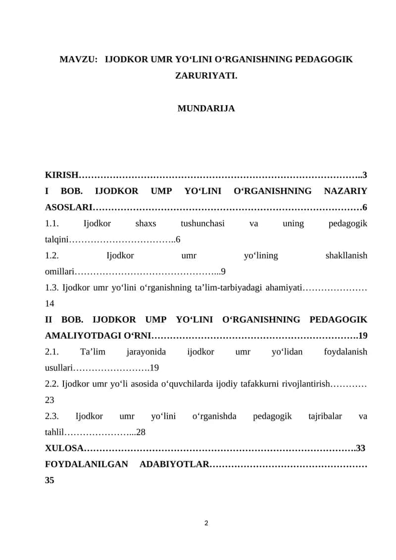 IJODKOR UMR YO‘LINI O‘RGANISHNING PEDAGOGIK ZARURIYATI 1