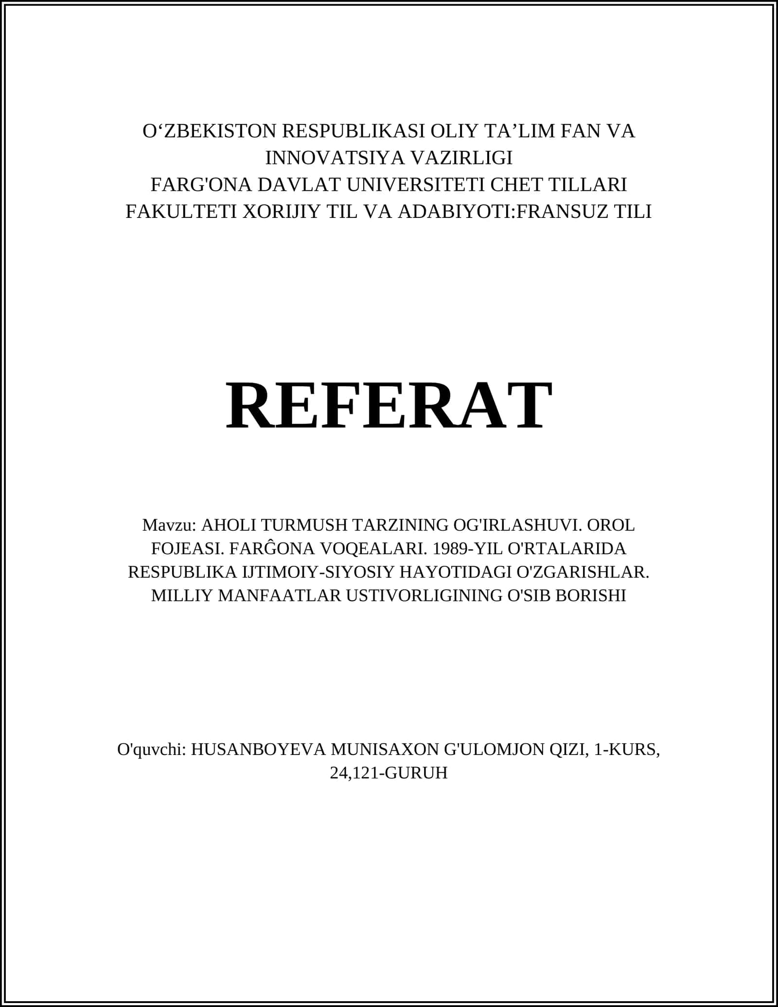 AHOLI TURMUSH TARZINING OG'IRLASHUVI 1