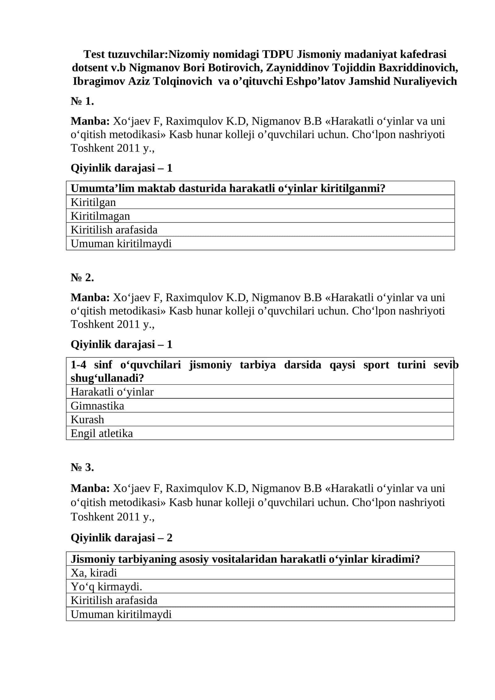Harakatli o‘yinlar va uni o‘qitish metodikasi 1