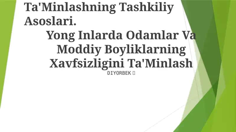 Yong' In Xavfsizligini Ta'Minlashning Tashkiliy Asoslari 1