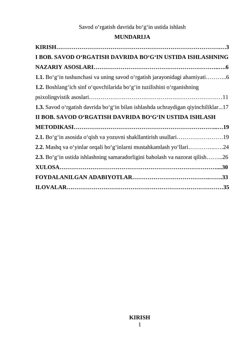 Savod o‘rgatish davrida bo‘g‘in ustida ishlash 1