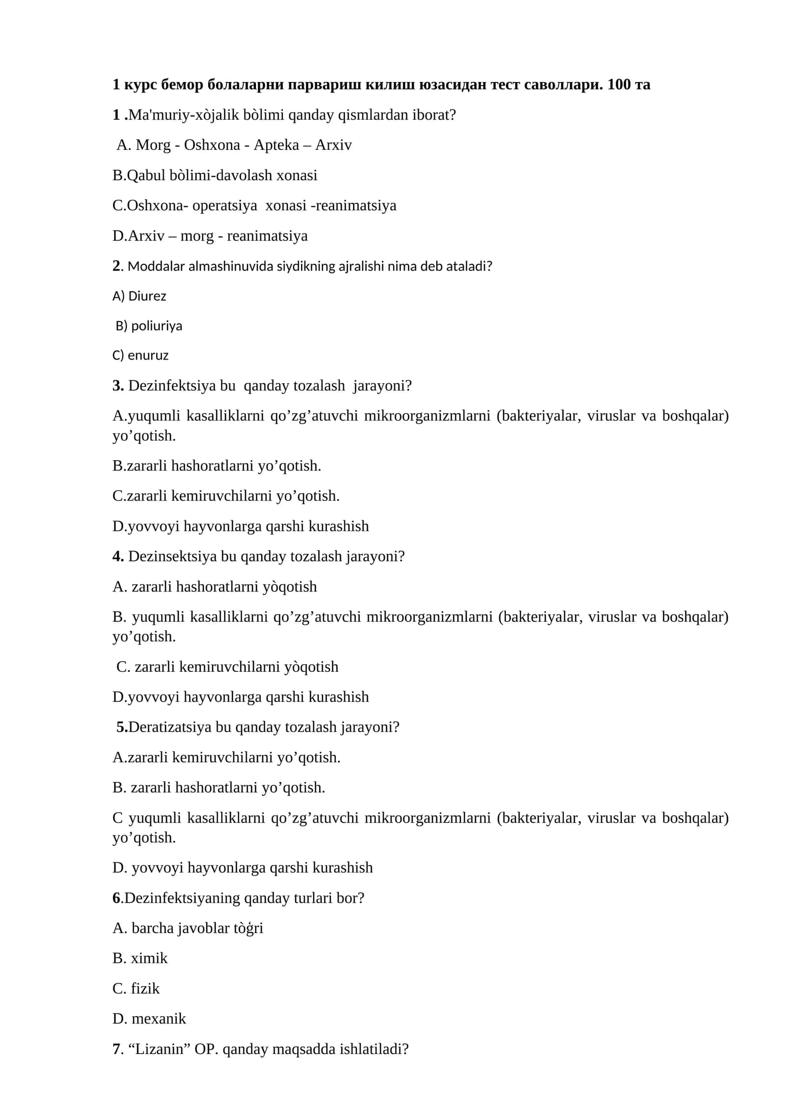 Ma'muriy-xòjalik bòlimi qanday qismlardan iborat? 1