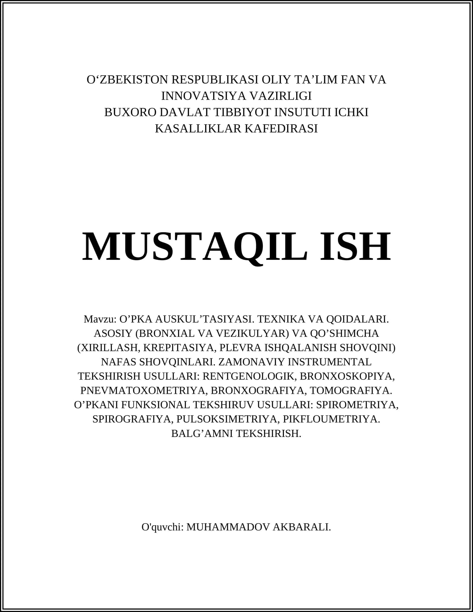 O’PKA AUSKUL’TASIYASI 1
