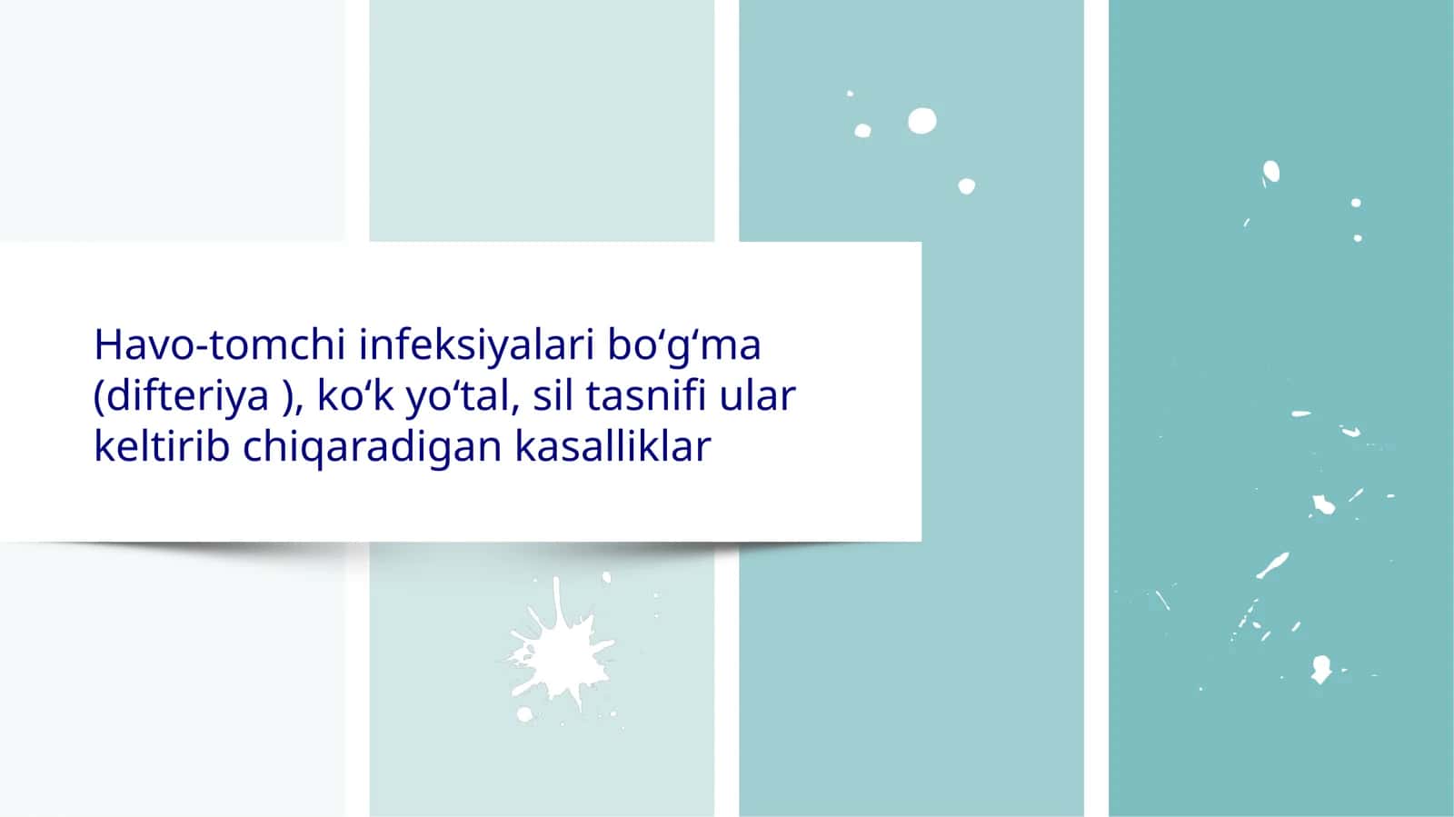 Havo tomchi infeksiyasi bogʻma koʻk yoʻtal sil tasnifi 1
