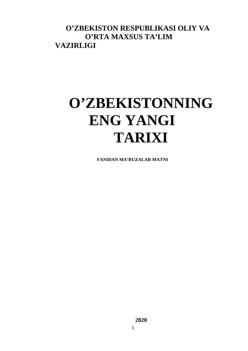 O‘zbekistonning eng yangi tarixi fanining fan sifatidagi ahamiyati 1