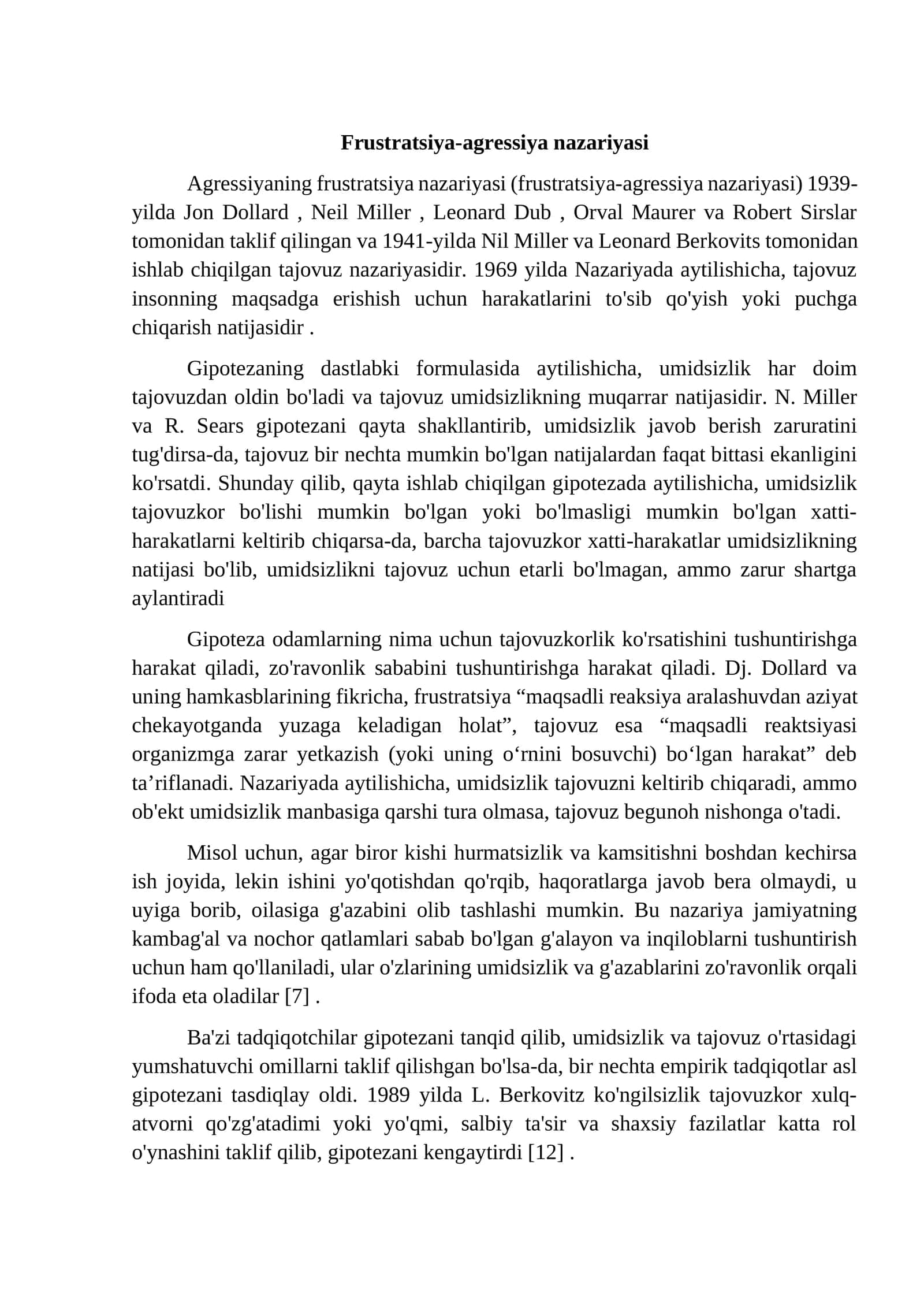 Frustratsiya-agressiya nazariyasi 1