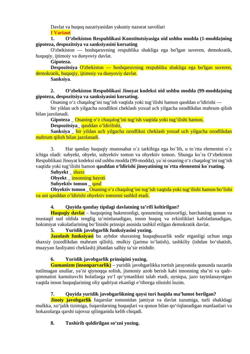 O'zbekiston Respublikasi Konstitutsiyasi va Jinoyat Kodeksi 1