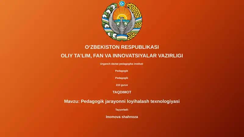 Pedagogik jarayonni loyihalash texnologiyasi 1
