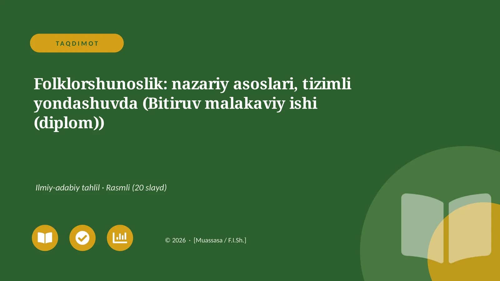 Folklorshunoslik: nazariy asoslari, tizimli yondashuvda (Bitiruv malakaviy ishi (diplom)) 1
