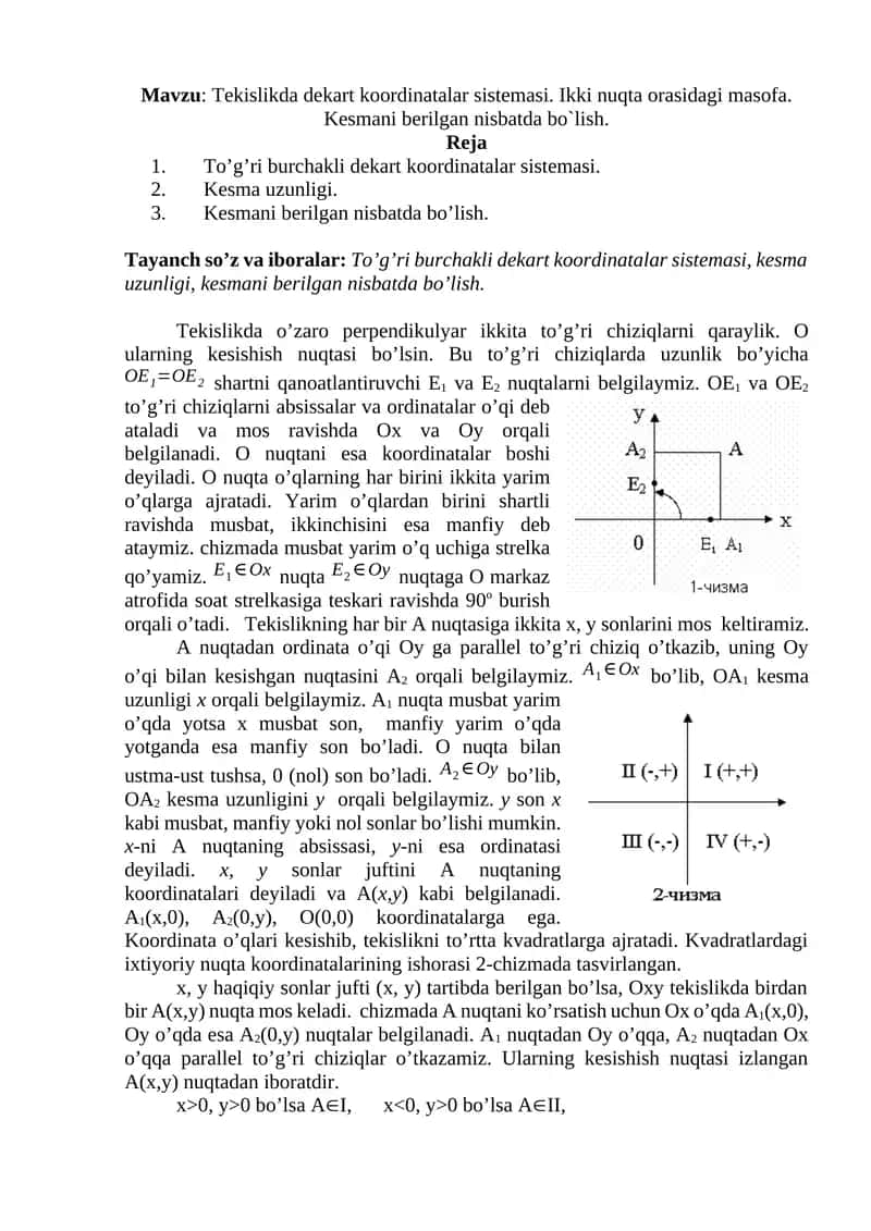 Dekart Koordinatalar Sistemasi 1
