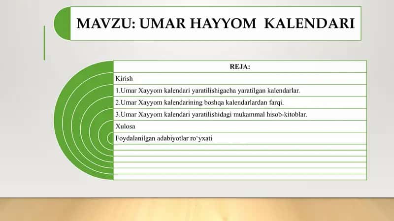 UMAR HAYYOM  KALENDARI 1