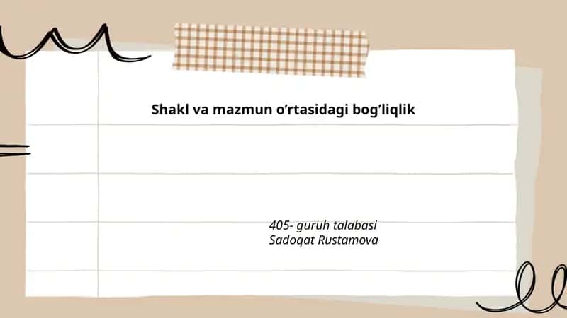 Shakl va mazmun o’rtasidagi bog’liqlik 1