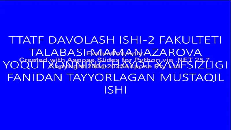 Hayot xavfsizligi fanidan tayyorlagan mustaqil ish 1