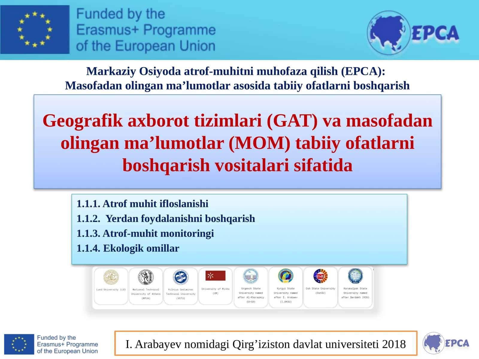 Atrof-muhitning ifloslanishi (EPCA) 1