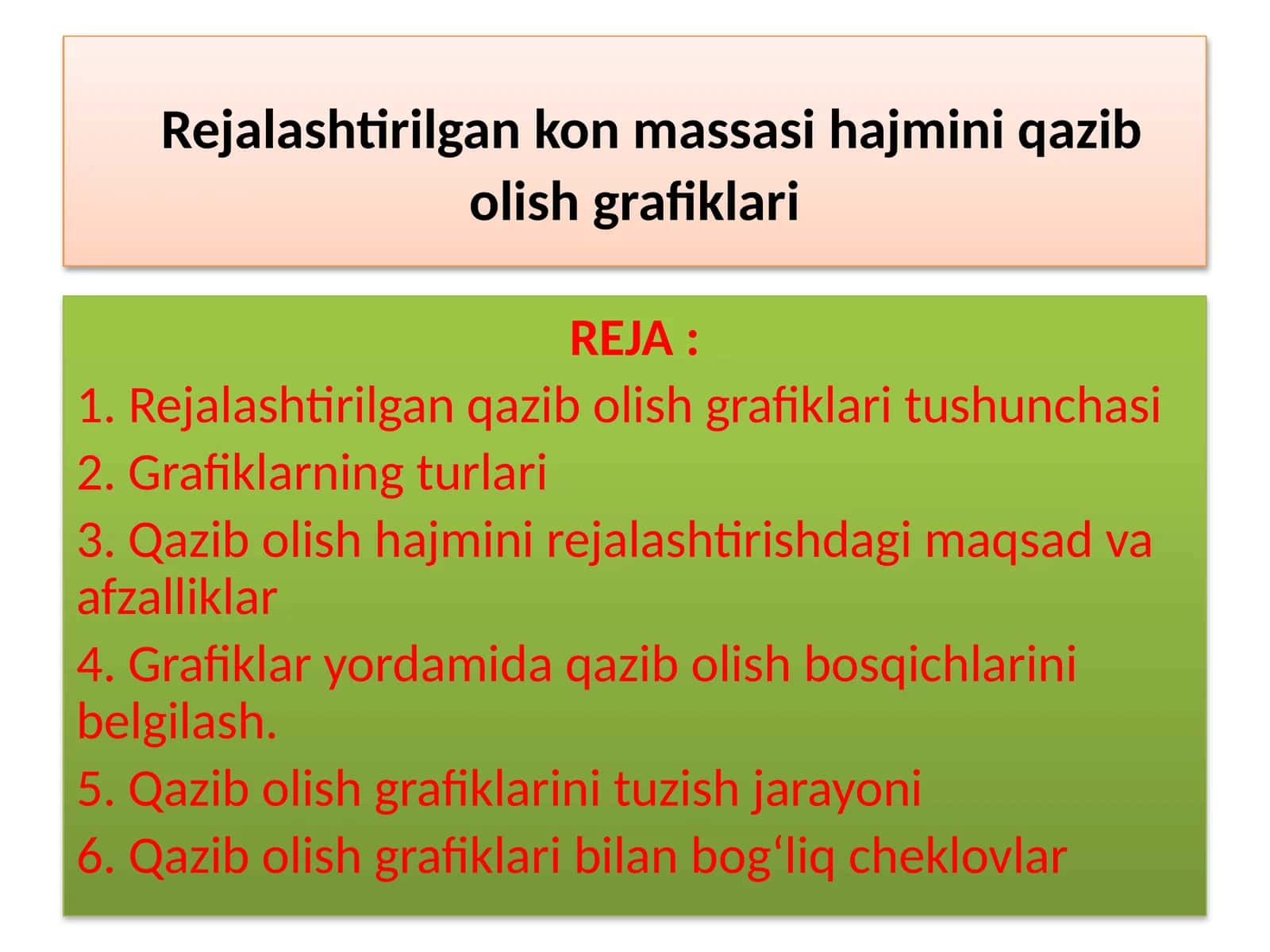 Rejalashtirilgan konmassasihajminiqazibolishgrafiklari 1