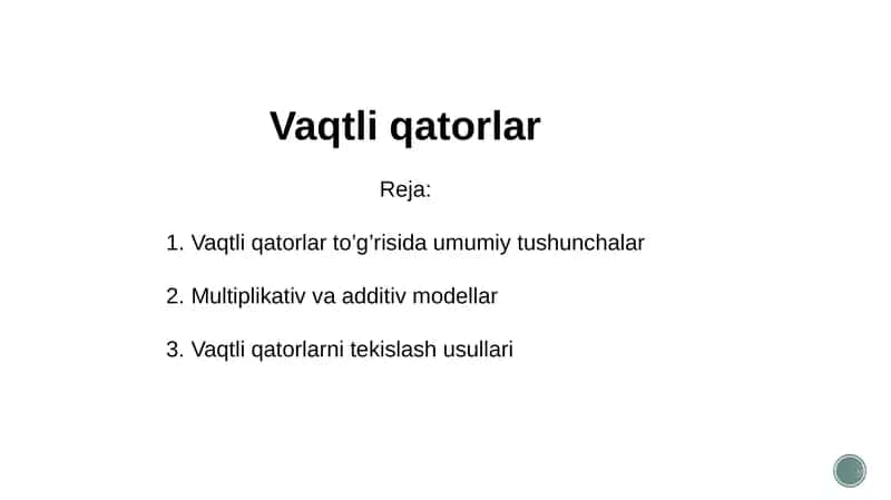 Vaqtli qatorlar 1
