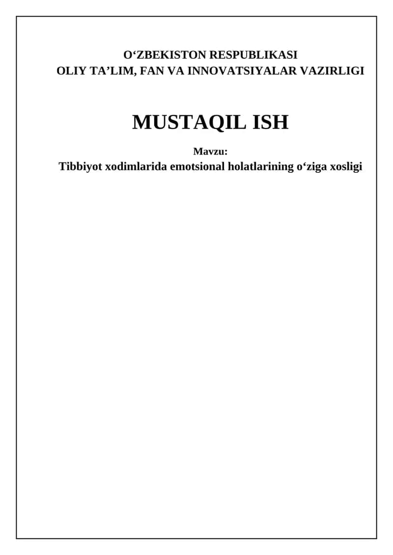 Tibbiyot xodimlarida emotsional holatlarining oʻziga xosligi 1
