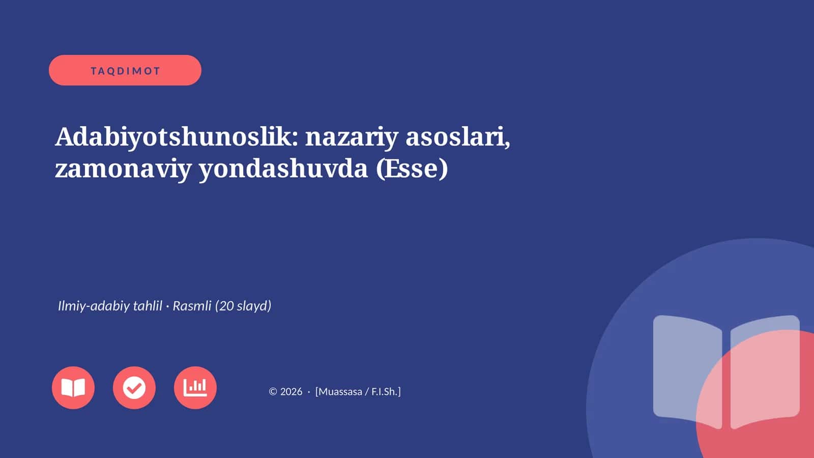 Adabiyotshunoslik: nazariy asoslari, zamonaviy yondashuvda (Esse) 1