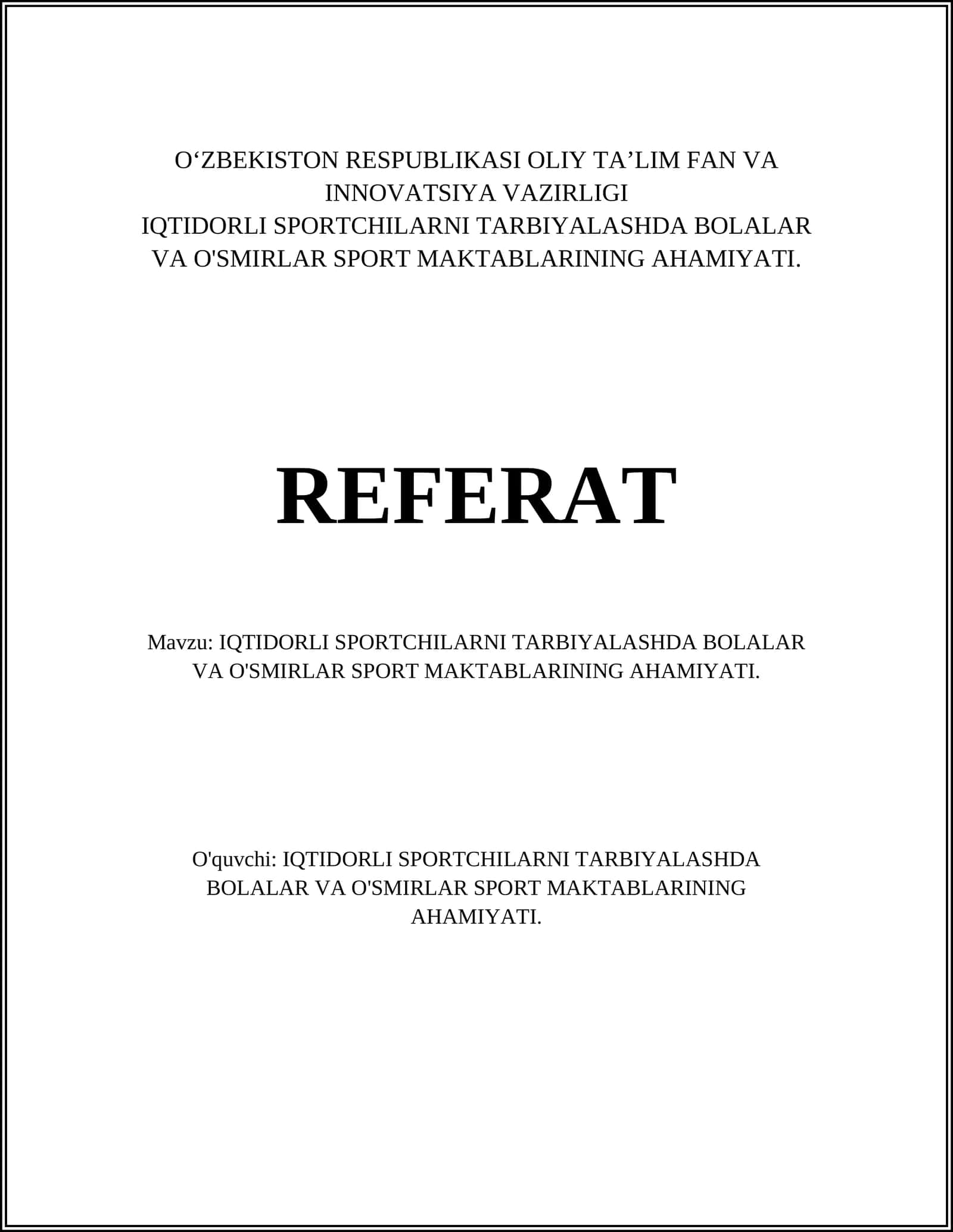Bolalar sport maktablarining rivojlanish tarixi 1