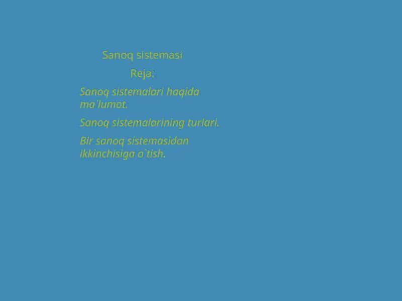 Sanoq sistemasi 1