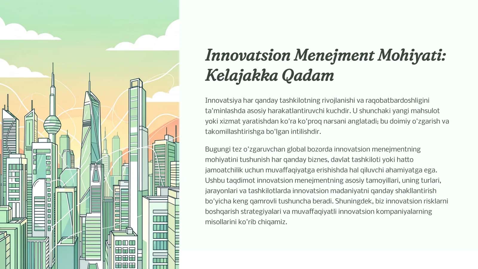 Innovatsion Menejment Mohiyati Kelajakka Qadam 1