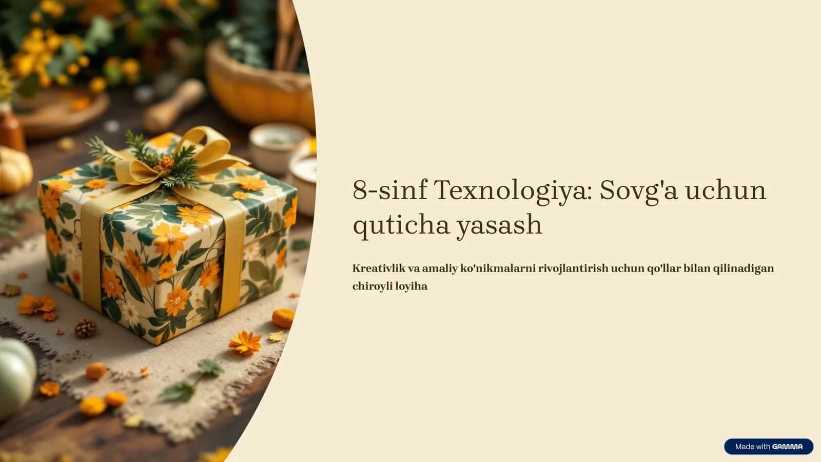 8-sinf Texnologiya: Sovg'a uchun quticha yasash 1