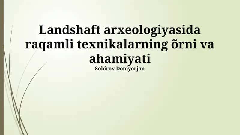 Yer osti tasvirlash texnologiyalari (GPR, elektr qarshilik tomografiyasi) 1