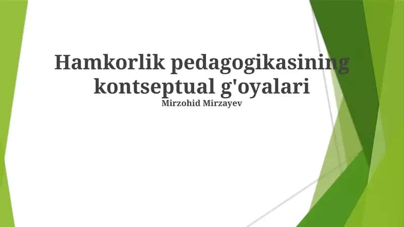 Hamkorlik pedagogikasining kontseptual g'oyalari 1