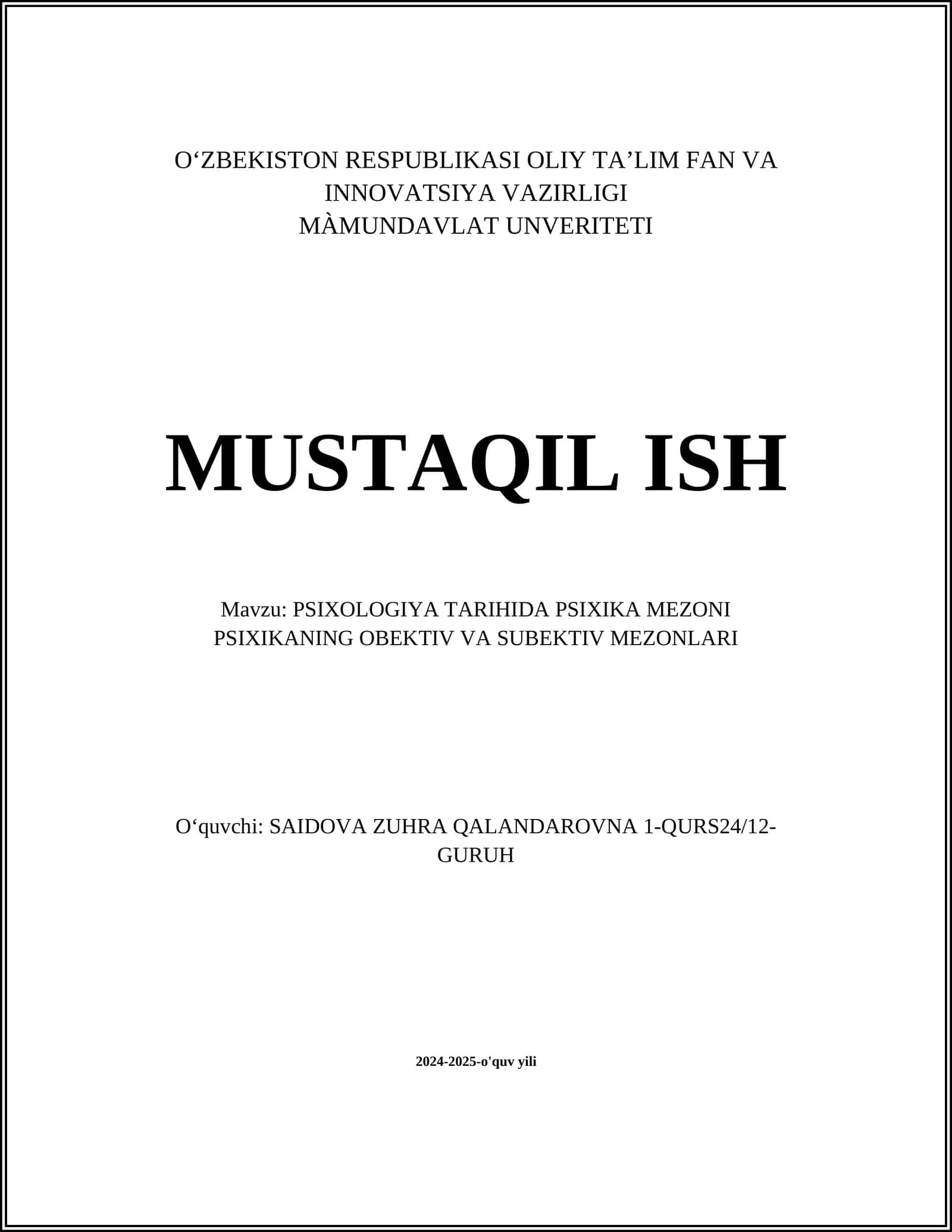 PSIXOLOGIYA TARIHIDA PSIXIKA MEZONI 1