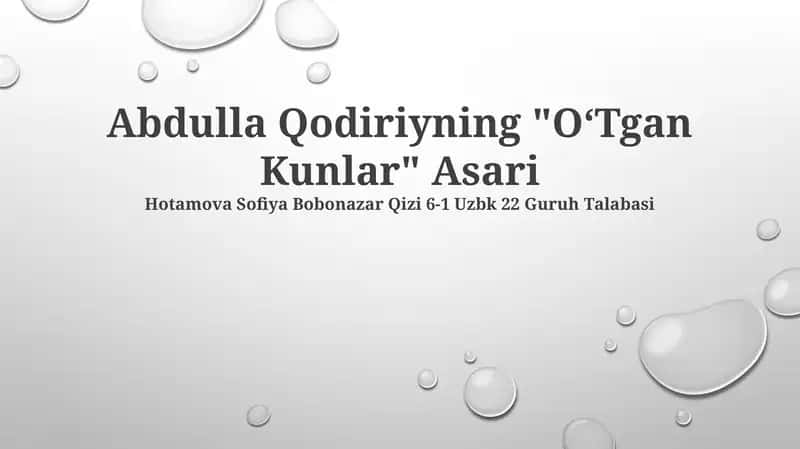 O‘Tgan Kunlar 1