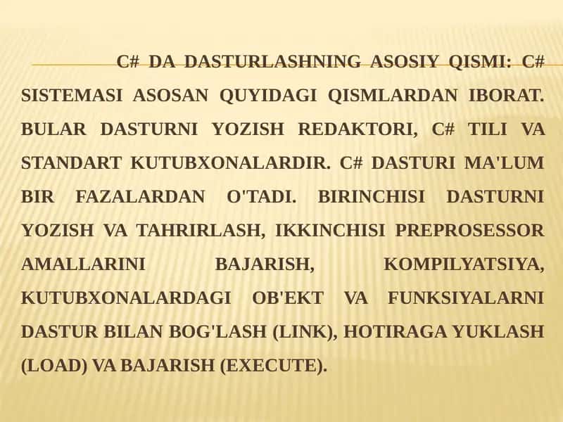 C# dasturlashning asosiy qismi 1