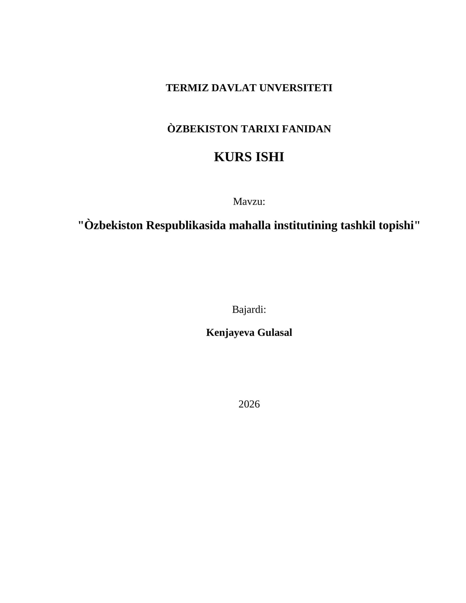 Òzbekiston Respublikasida mahalla institutining tashkil topishi 1