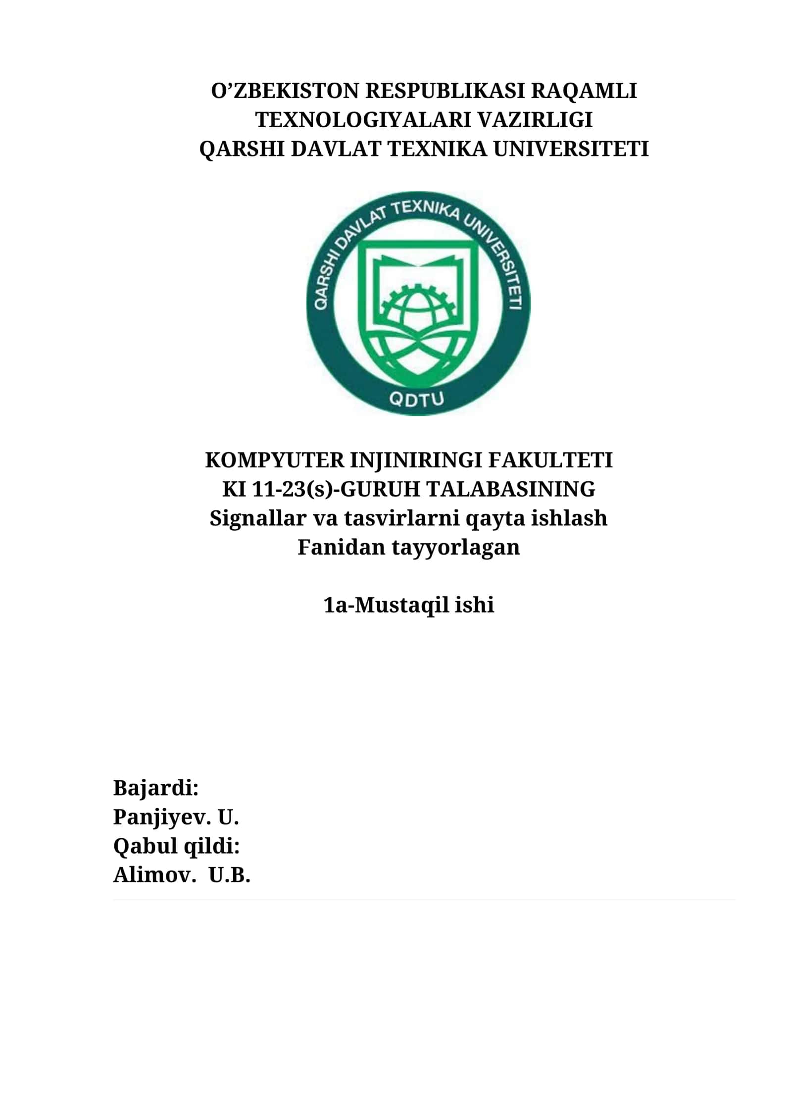 Signal turlari va ularni ifodalash 1