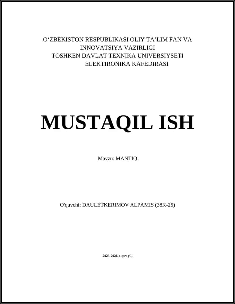 Mantiqning ta'rifi va tarixiy rivojlanishi 1