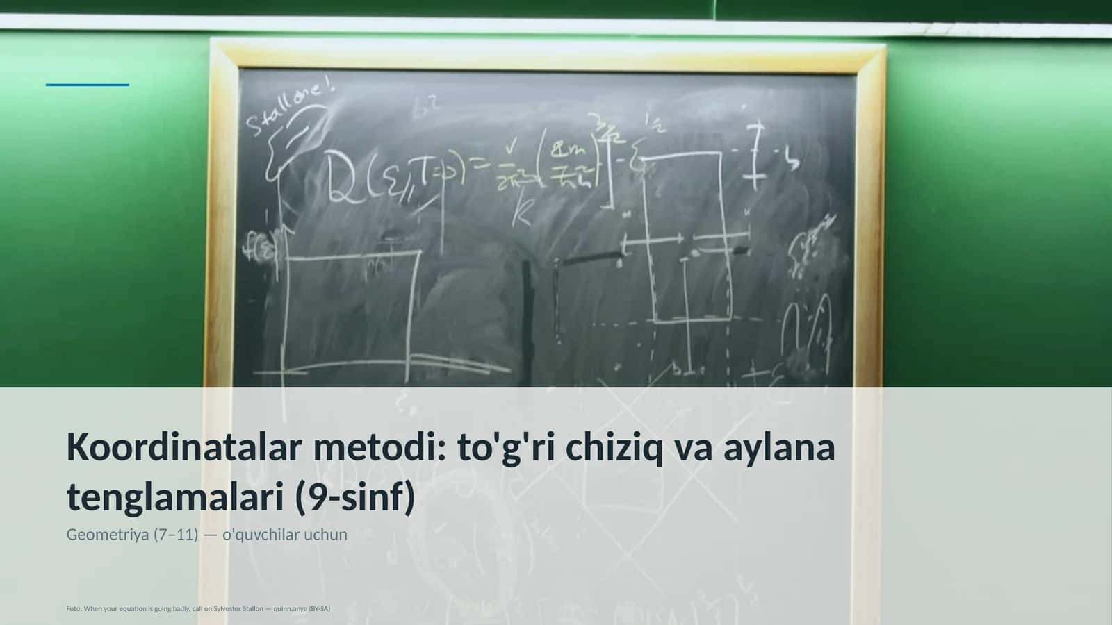 Koordinatalar metodi: to'g'ri chiziq va aylana tenglamalari (9-sinf) 1