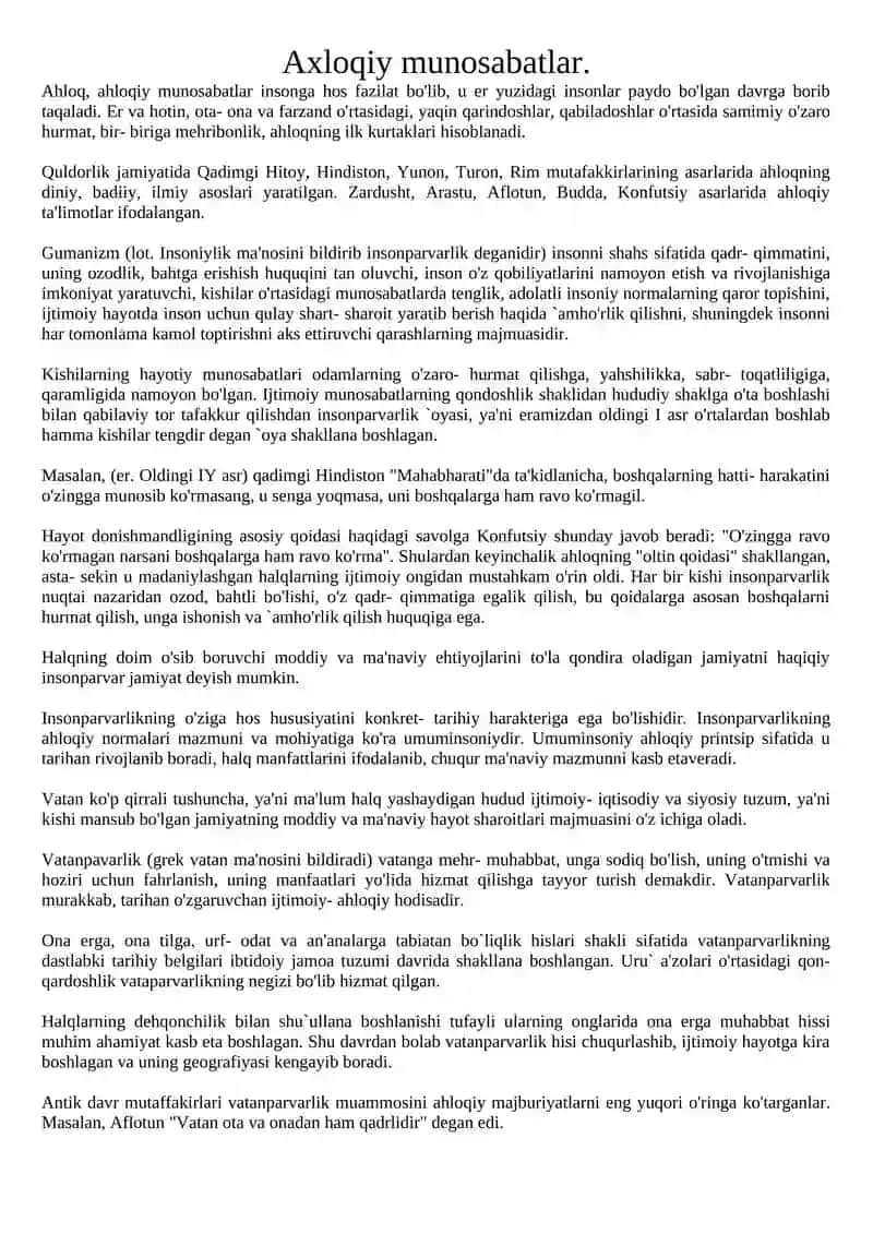 Axloqiy munosabatlar 1