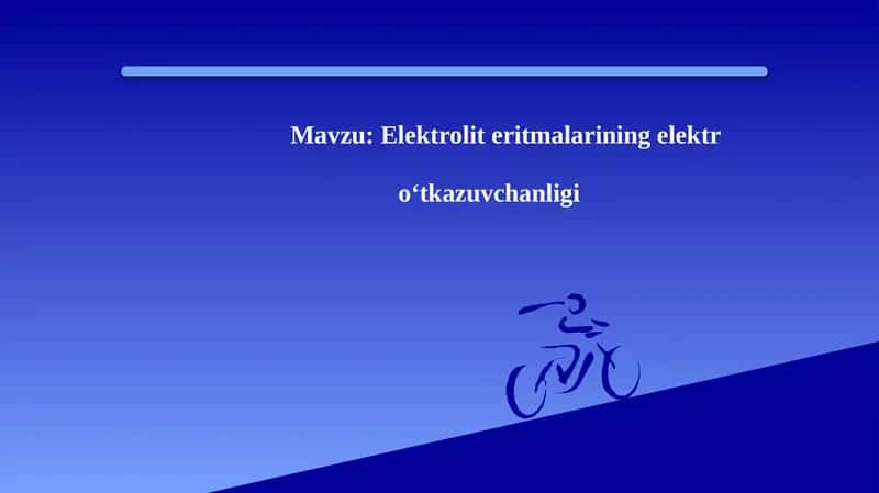 Elektrolit eritmalarining elektr o‘tkazuvchanligi 1