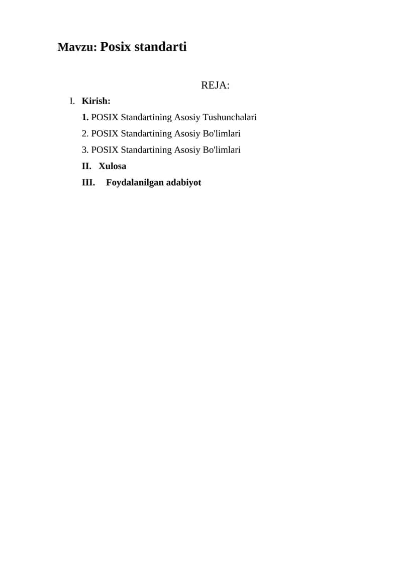 POSIX Standarti 1
