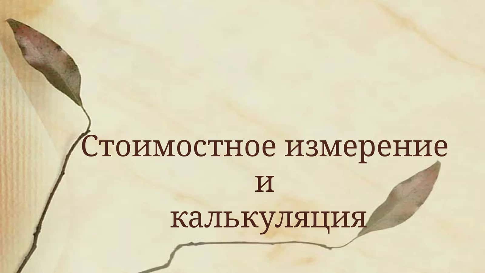Стоимостное измерение 1