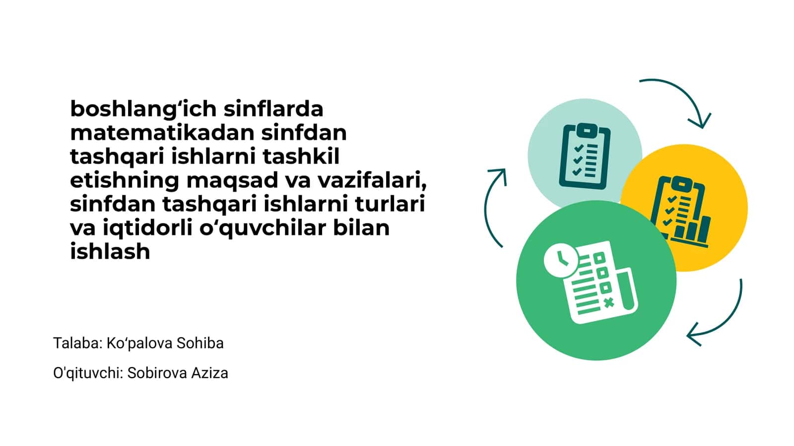 Boshlangʻich sinflarda matematikadan sinfdan tashqari ishlarni tashkil etishning maqsad va vazifalari 1