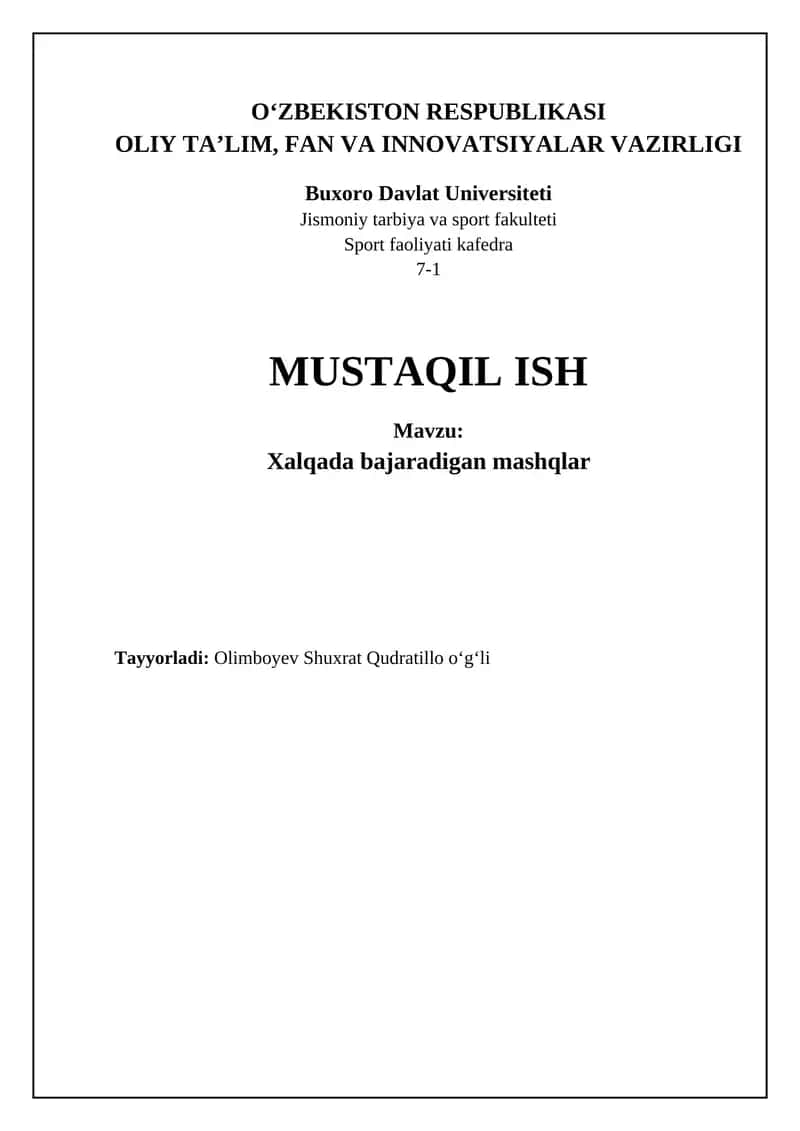 Xalqada bajaradigan mashqlar 1