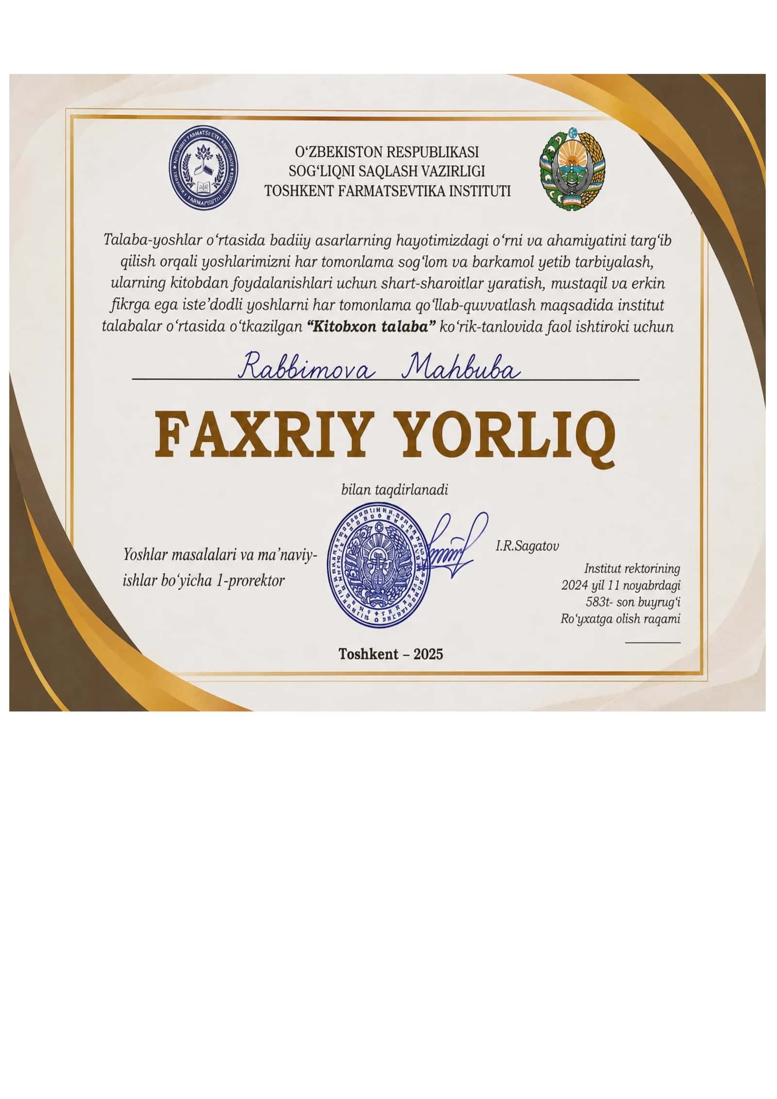 faxriy yorliq 1