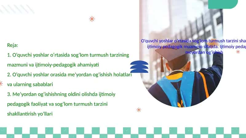 O‘quvchi yoshlar o‘rtasida sog‘lom turmush tarzini shakllantirish 1