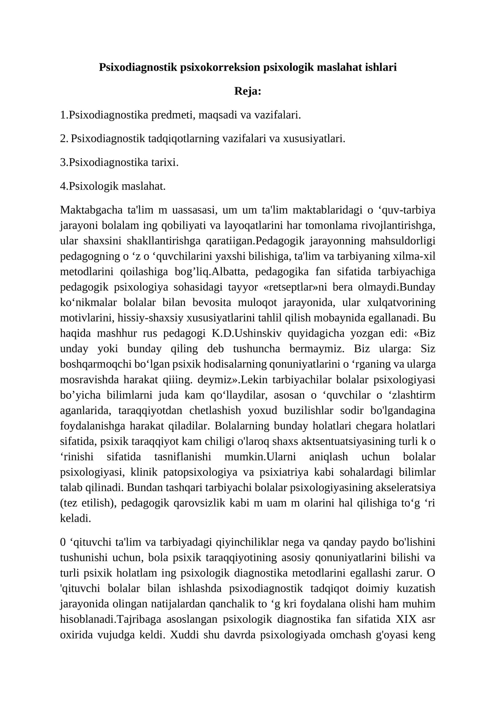 Psixodiagnostik Psixokorreksion Psixologik Maslahat Ishlari 1