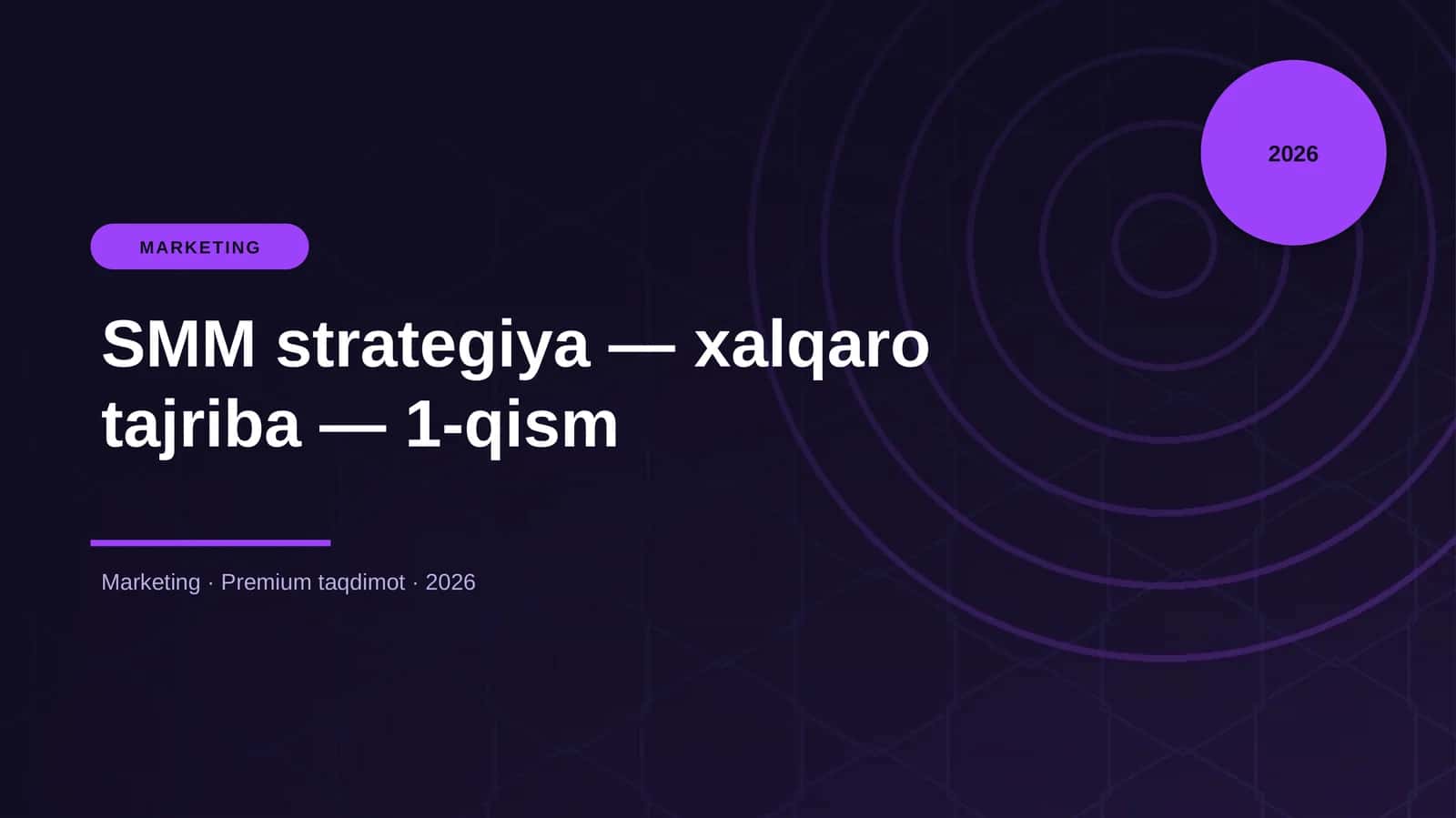 SMM strategiya — xalqaro tajriba — 1-qism 1